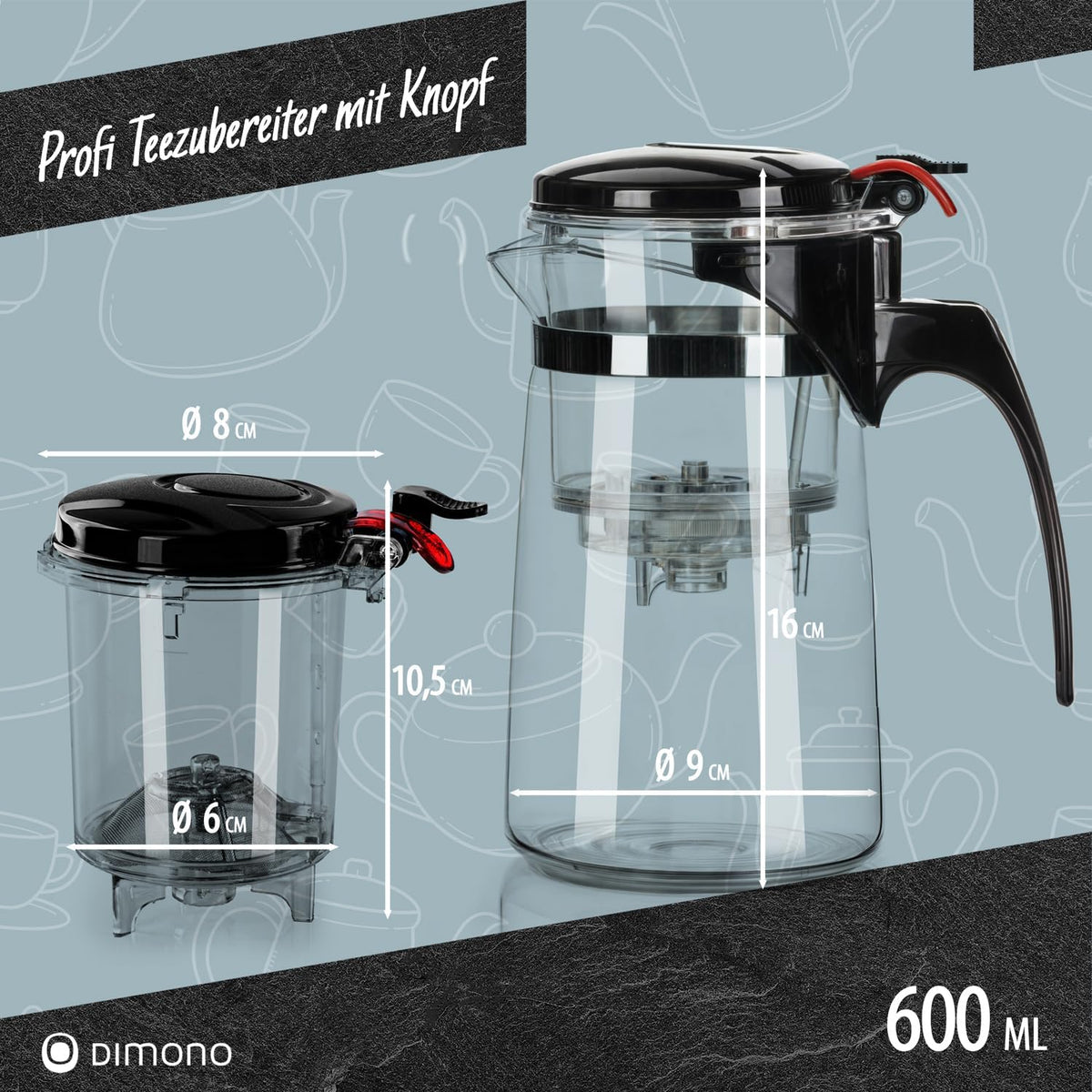 Dimono Teamaker Teebereiter - Teezubereiter aus Glas 450 ml