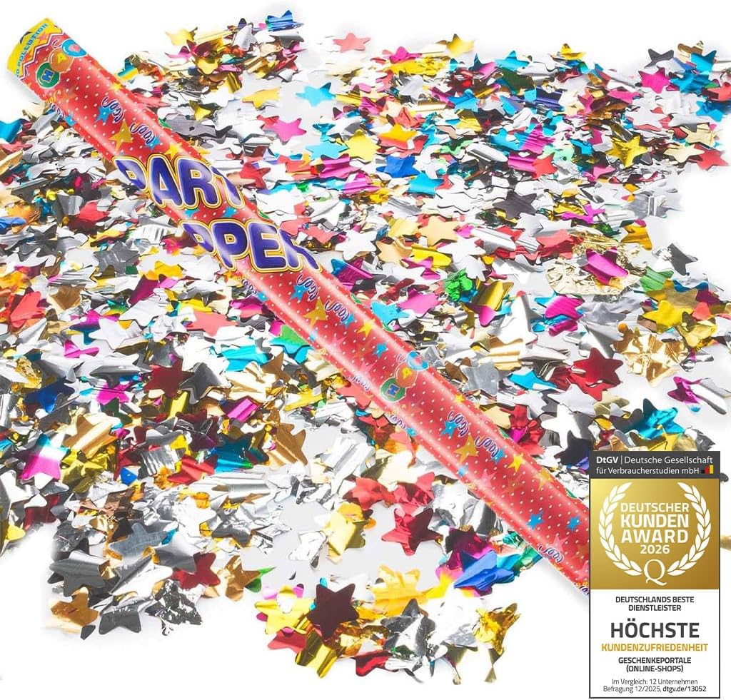 10x Konfettikanone XXL 100 cm – Bunte Sterne Party Popper #Anzahl_1