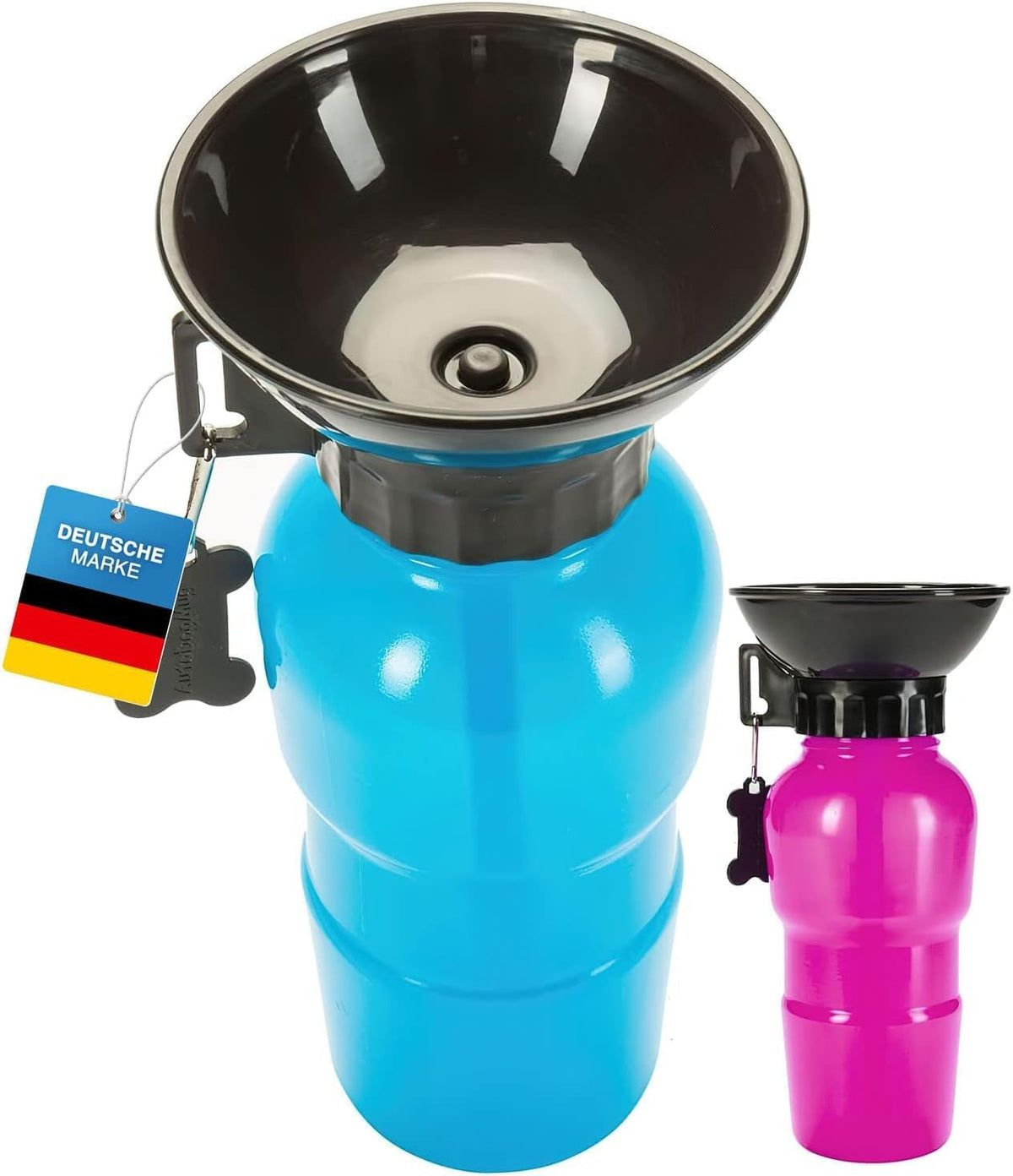 Hunde-Trinkflasche 600ml mit Napf – Auslaufsicher für Unterwegs #Farbe_Blau