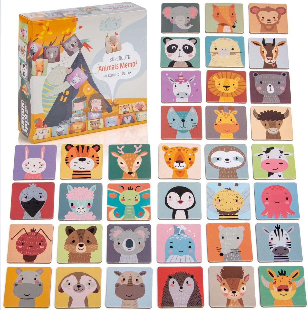 Memo² Holz-Memory für Kinder - Hochwertiges Tier-Gedächtnisspiel #Variante_Standard (72 Karten)