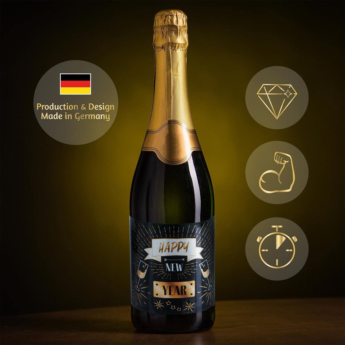 3x Flaschenetikett Verdient Bestanden – Geschenk für Prüfungen #Thema_Sylvester