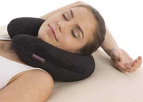 Smoothy Nackenkissen mit EPS-Perlen - Ergonomisches Reisekissen #Farbe_Schwarz