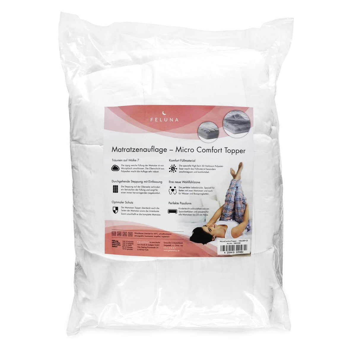 Feluna Mikrofaser Matratzentopper 80x200cm – Atmungsaktive Auflage – PT06