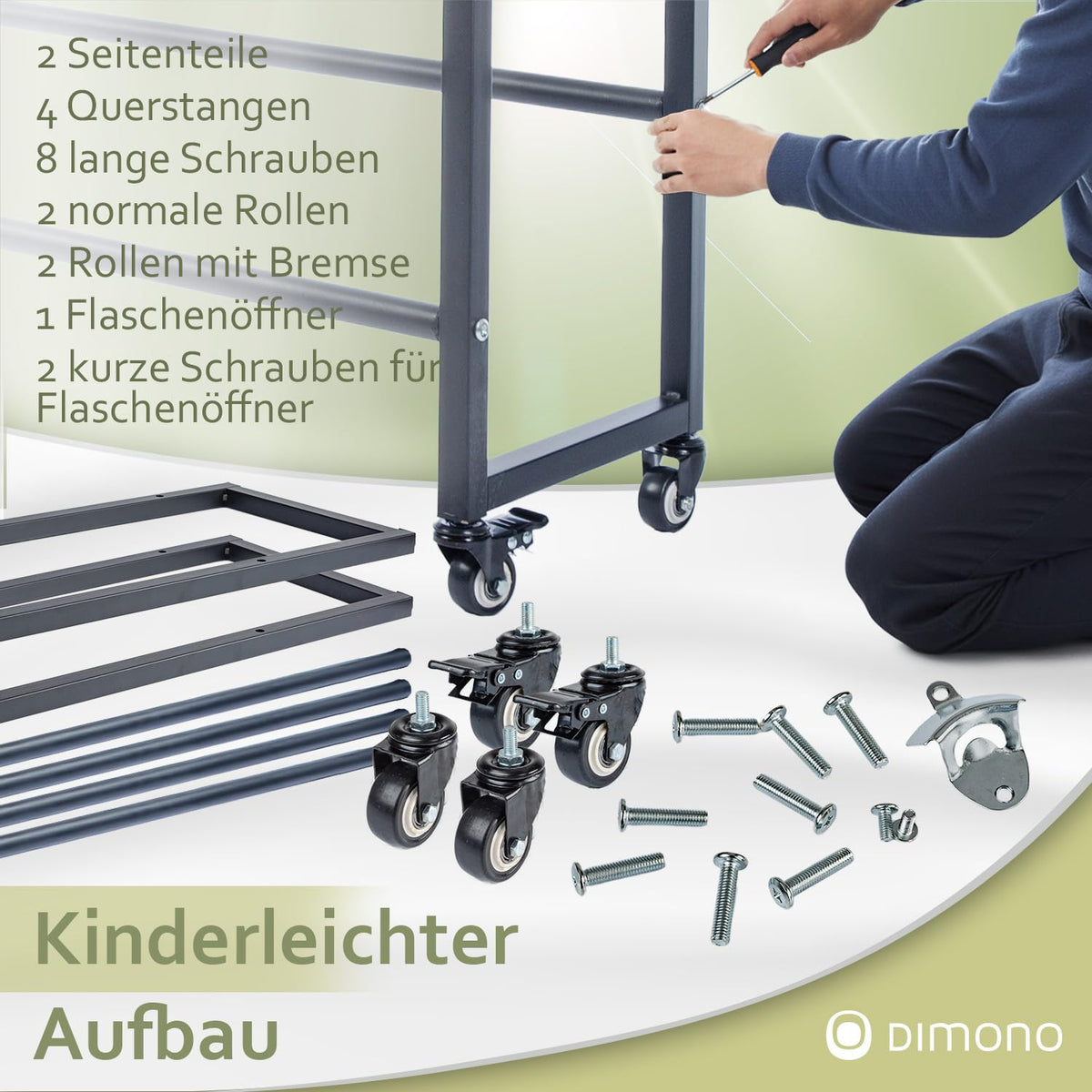 Rollbares Getränkekistenregal aus Metall – PT02 #Variante_4 Kästen