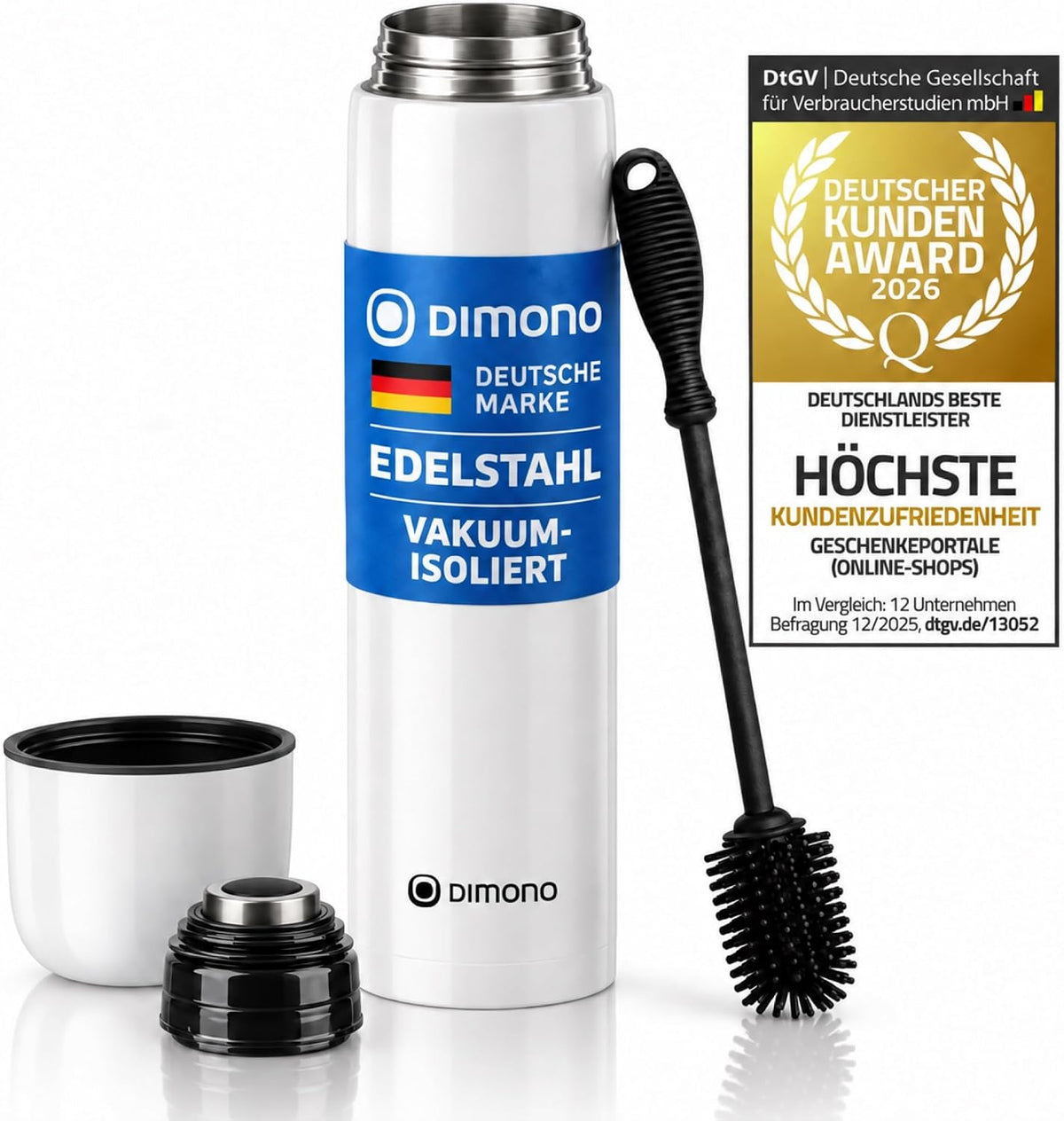DIMONO Thermosflasche Weiß – 500 ml und 1000 ml