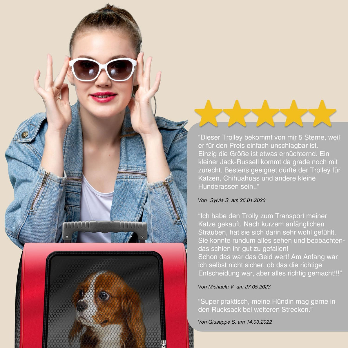Hunde-Trolley & Haustier-Rucksack – Rot #Farbe_Rot