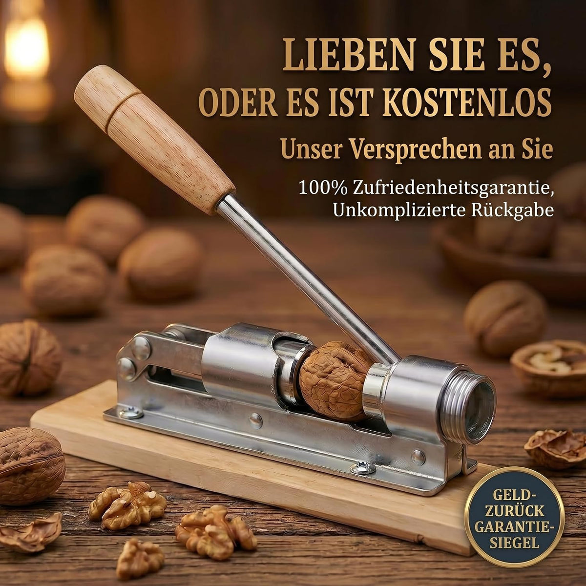 Retro Nussknacker aus Edelstahl mit Hebel-Funktion - Verstellbar