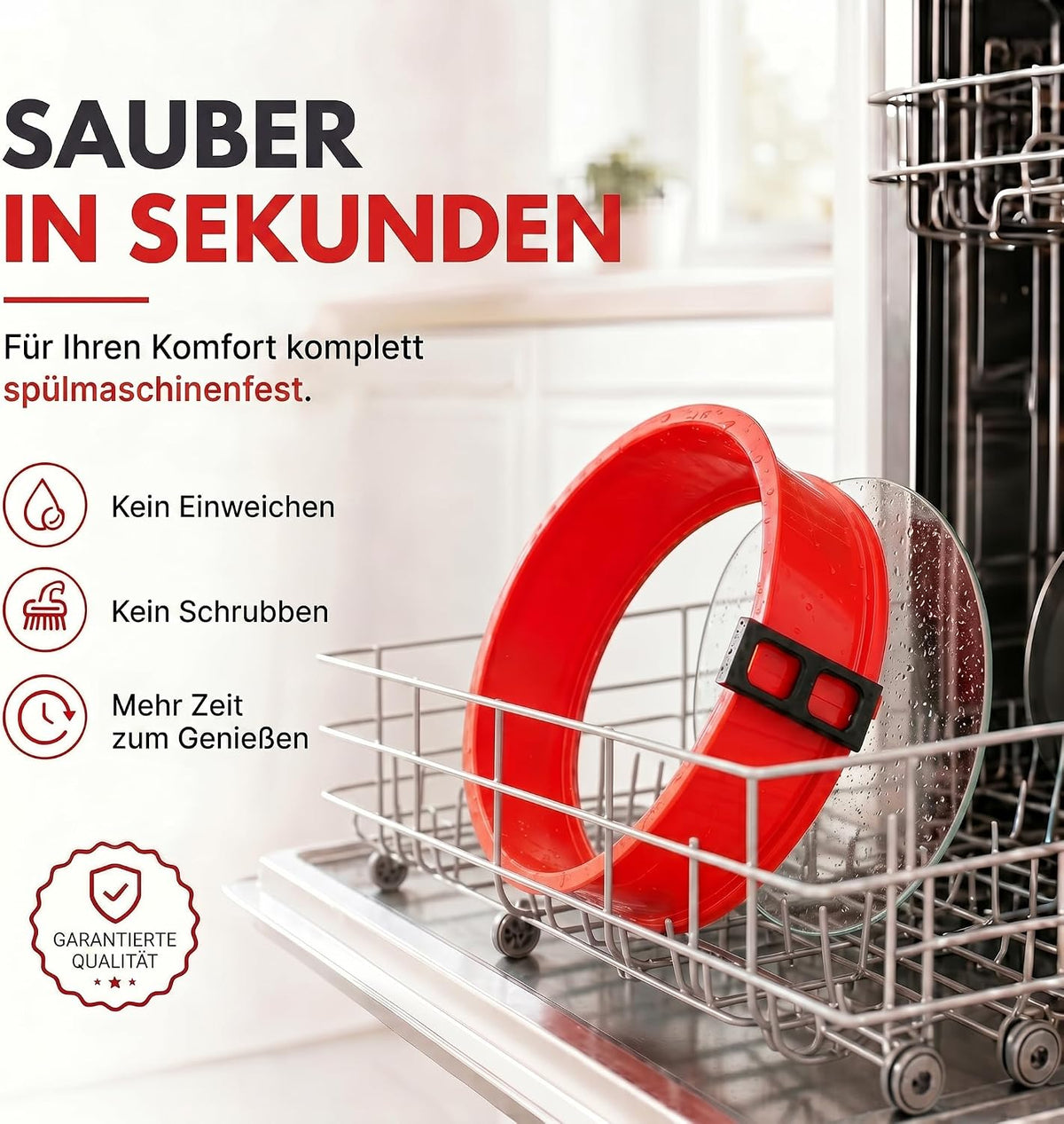 Silikon-Springform 23cm mit Glasboden – Auslaufsicher & Antihaft #Farbe_Rot