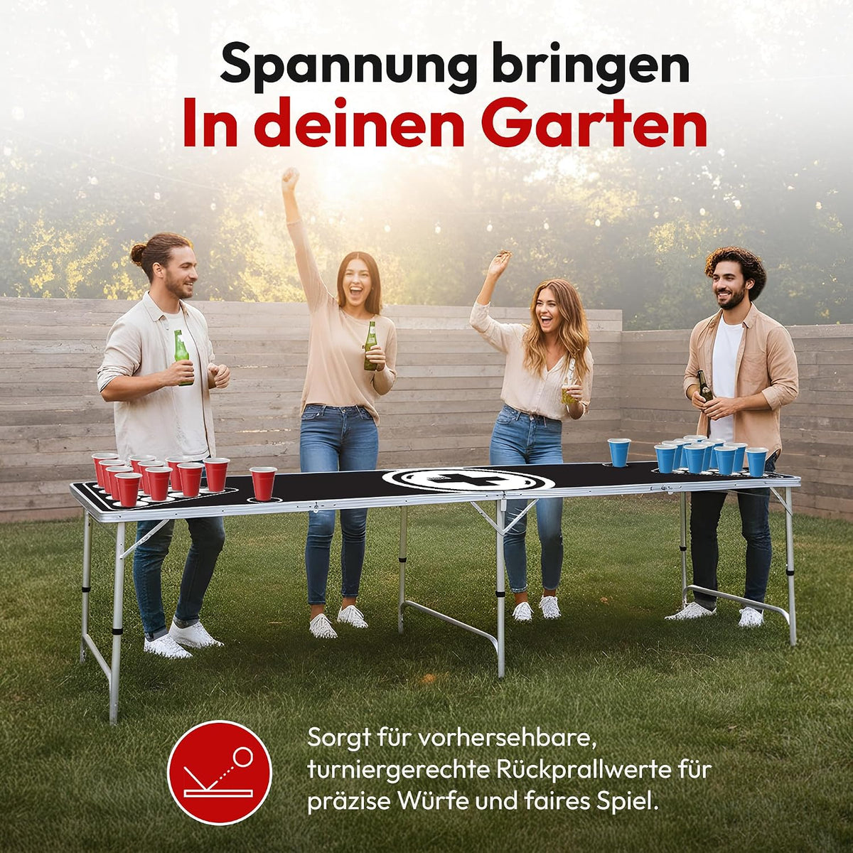 Klappbarer Beer Pong Tisch - Höhenverstellbar & Wasserabweisend #Farbe_Schwarz-Weiß