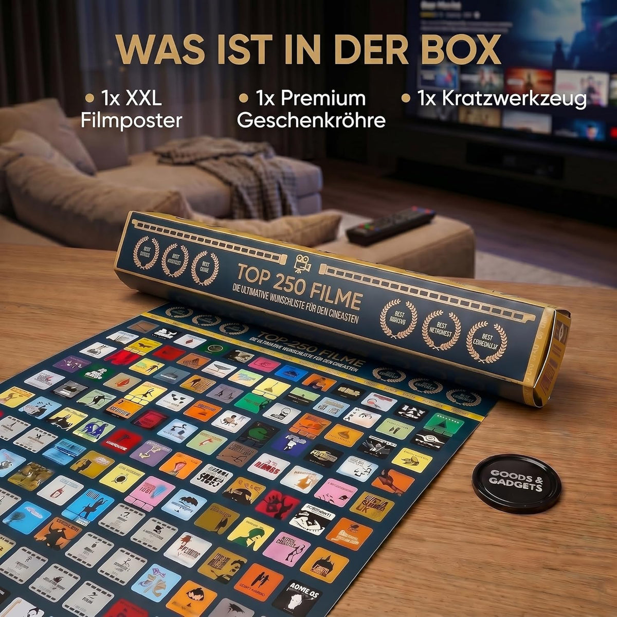 Top 250 Movie Bucket List Scratch Poster XXL - 100x45cm Filmposter