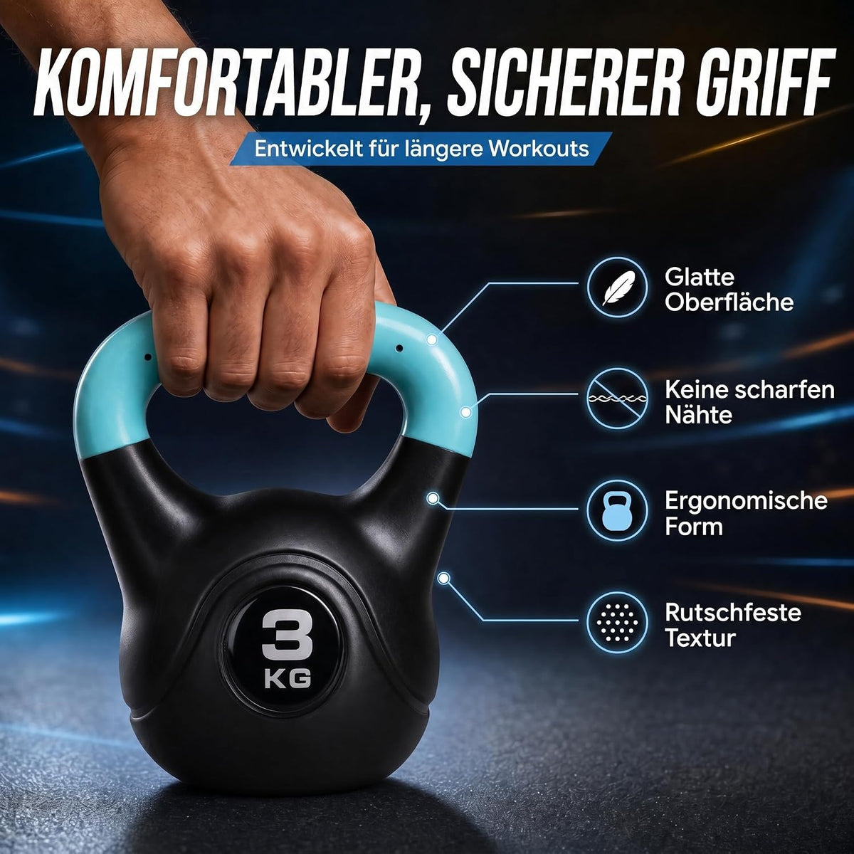 Kettlebell Kugelhantel Deluxe 2-20 kg – Bodenschonendes Krafttraining