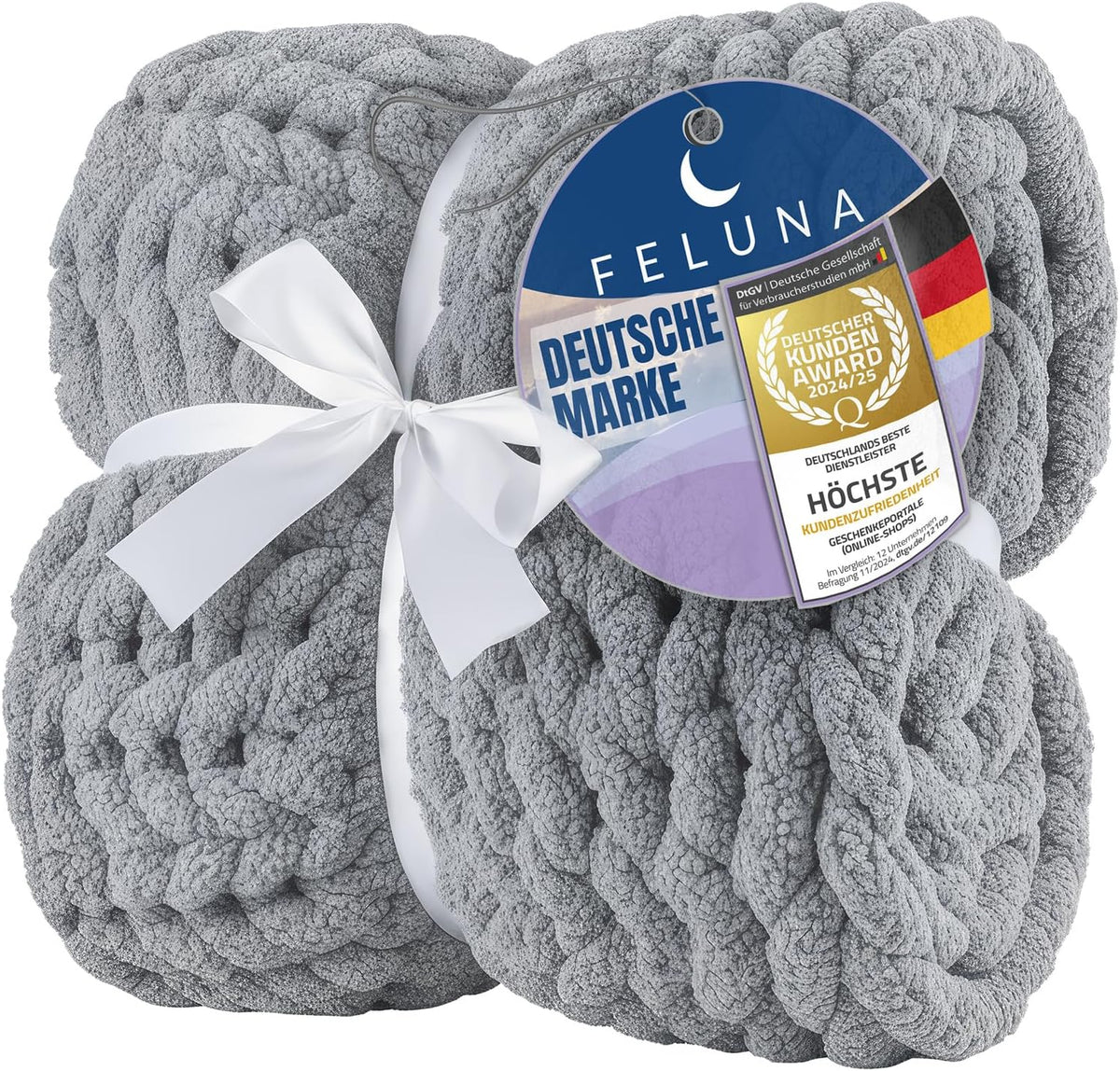 Feluna Grobstrickdecke Hellgrau #Farbe_Hellgrau