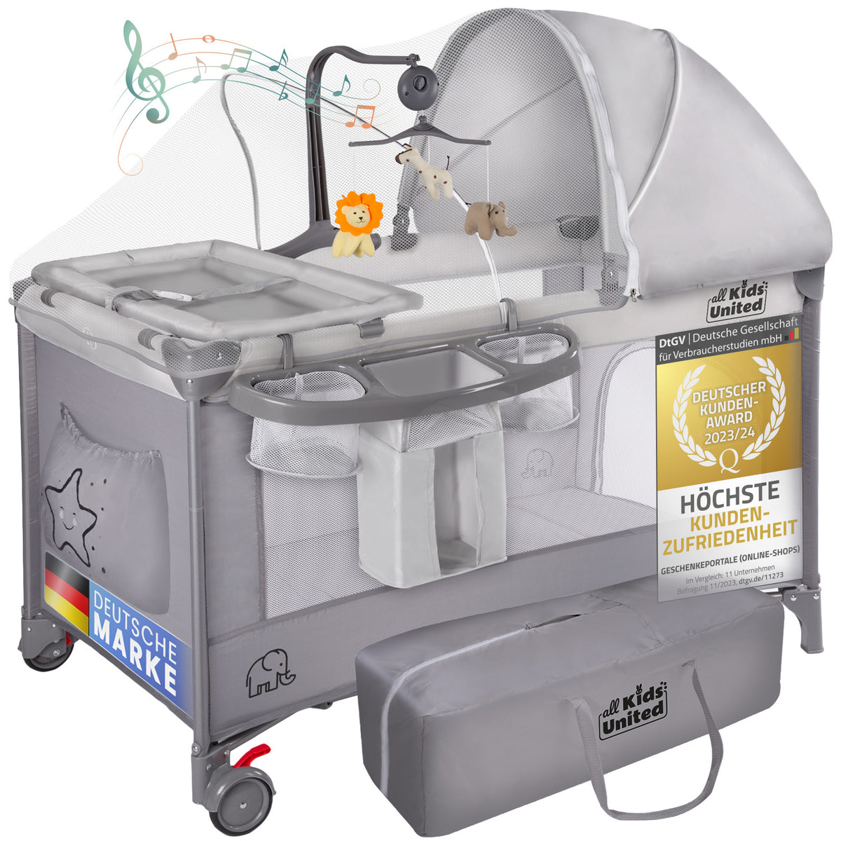 Baby-Reisebett Grau #Farbe_Grau