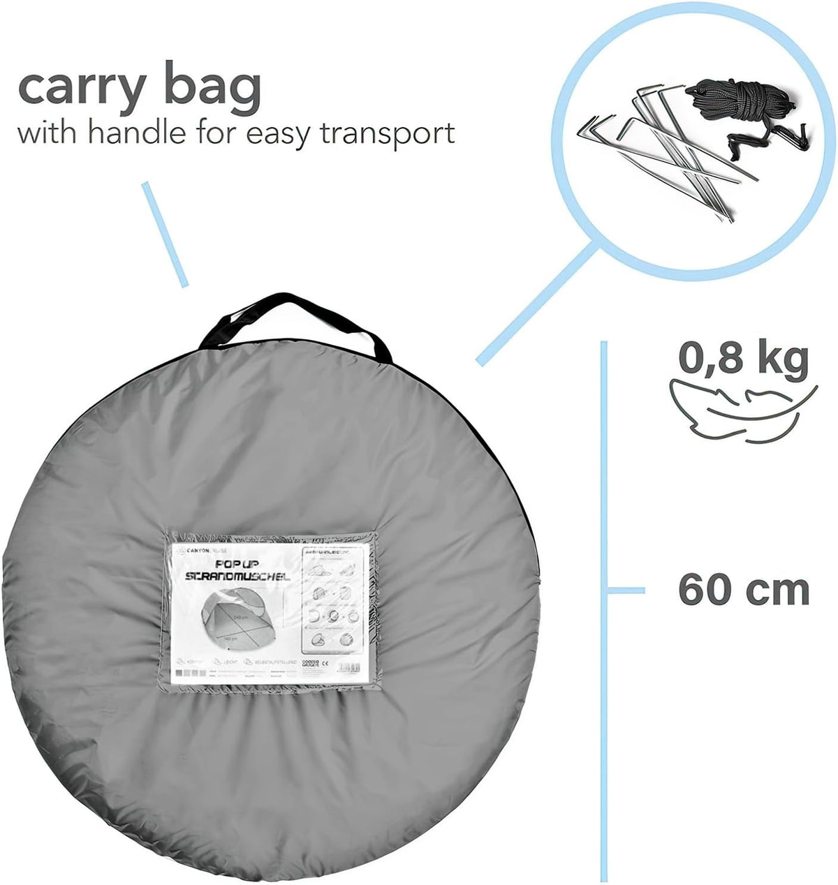 Canyon Cruise Pop-up Strandmuschel #Farbe_Grau