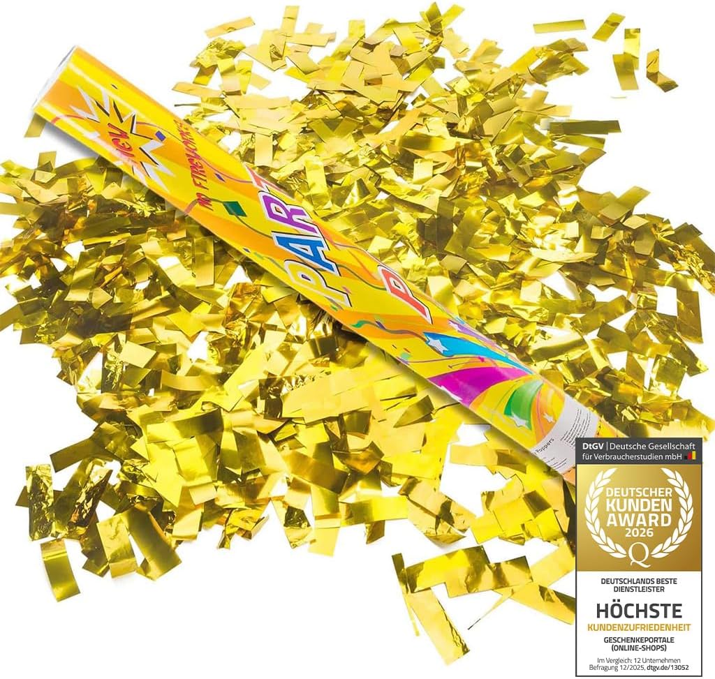 Konfettikanone XXL 60cm Gold Metallic - Party-Shooter für Events #Anzahl_1