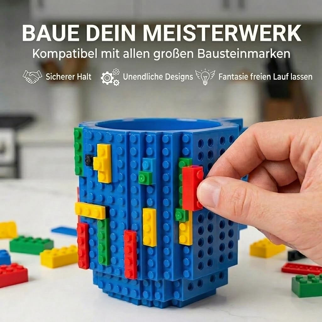 Brick Mug - Bausteine-Kaffeetasse 350ml - Kompatibler DIY Becher #Farbe_Blau
