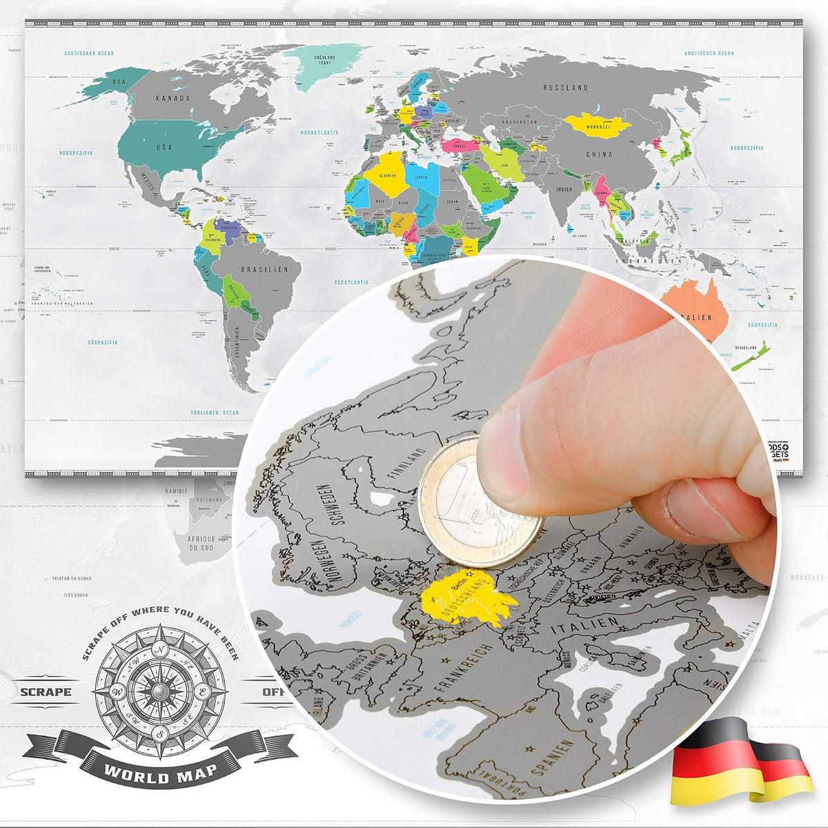 Rubbel-Weltkarte Silber Detailbild #Farbe_Silber