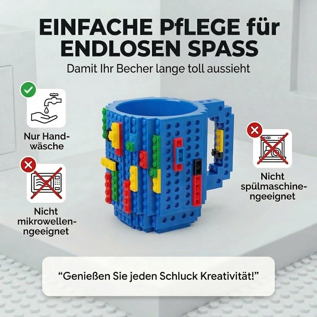 Brick Mug - Bausteine-Kaffeetasse 350ml - Kompatibler DIY Becher #Farbe_Blau