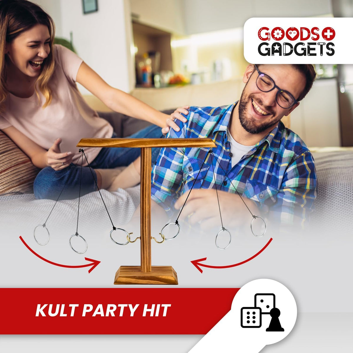 Ringwurf-Spiel Deluxe 2.0 aus Holz – Spannendes Party-Haken-Spiel #Variante_2 Spieler