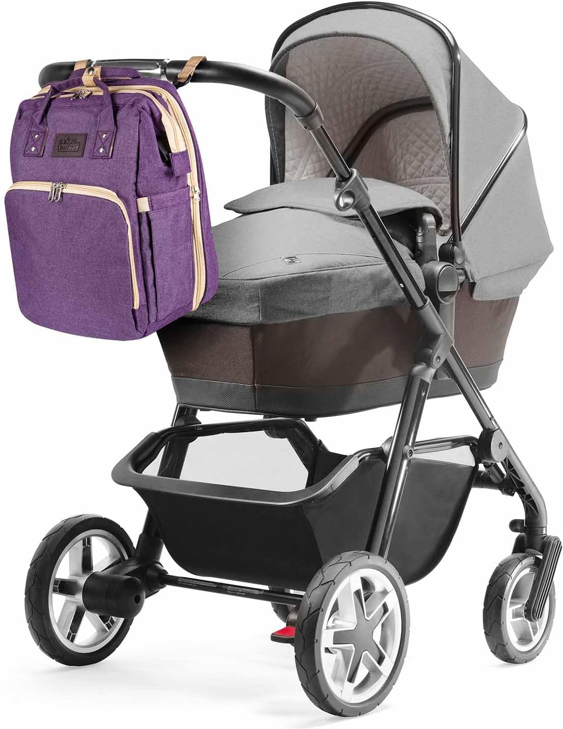 all Kids United® 2in1 Wickelrucksack & Reisebett – Premium Qualität #Farbe_Grau