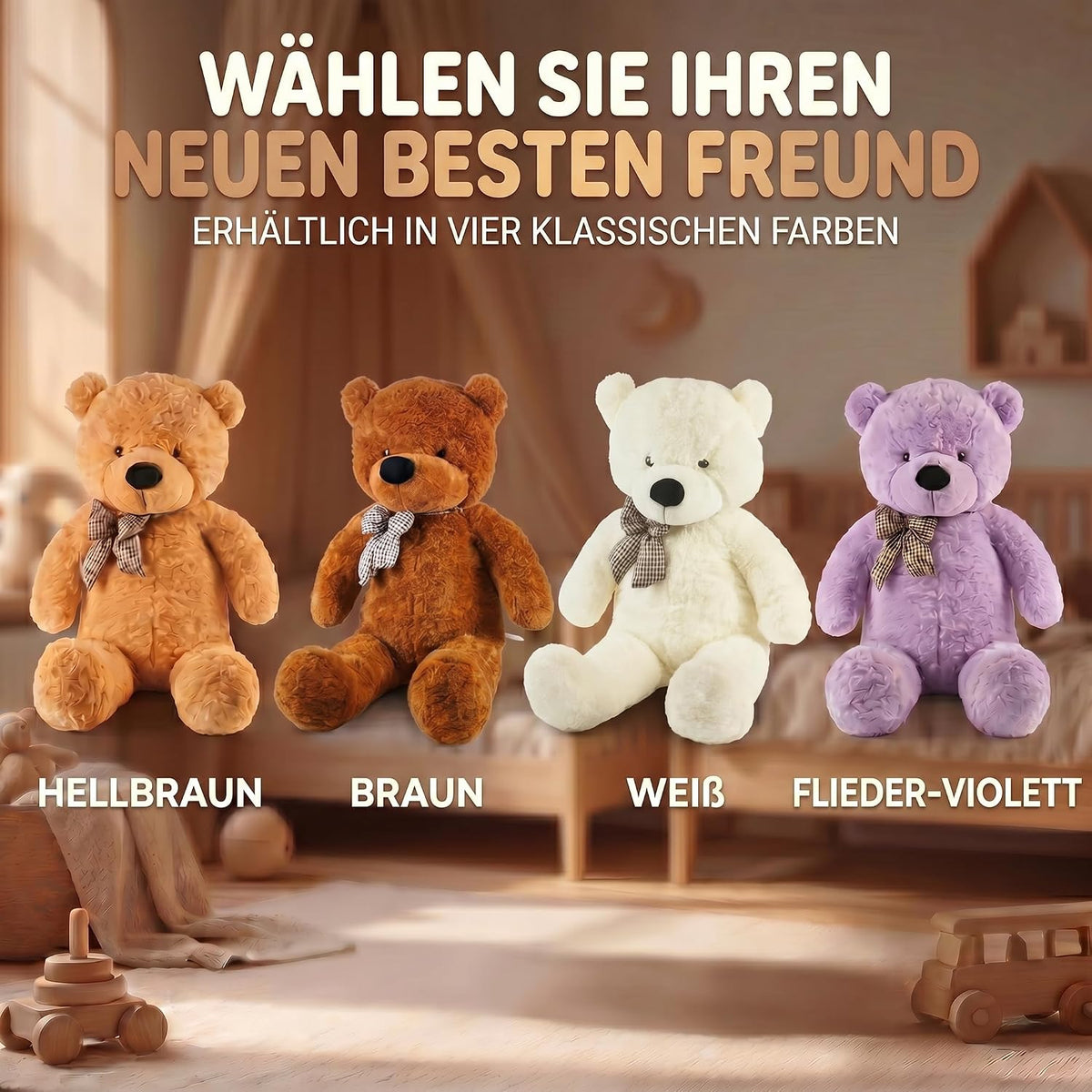 Riesen Teddybär 120 cm XXL – Kuscheliger Plüschbär Hellbraun #Farbe_Dunkelbraun