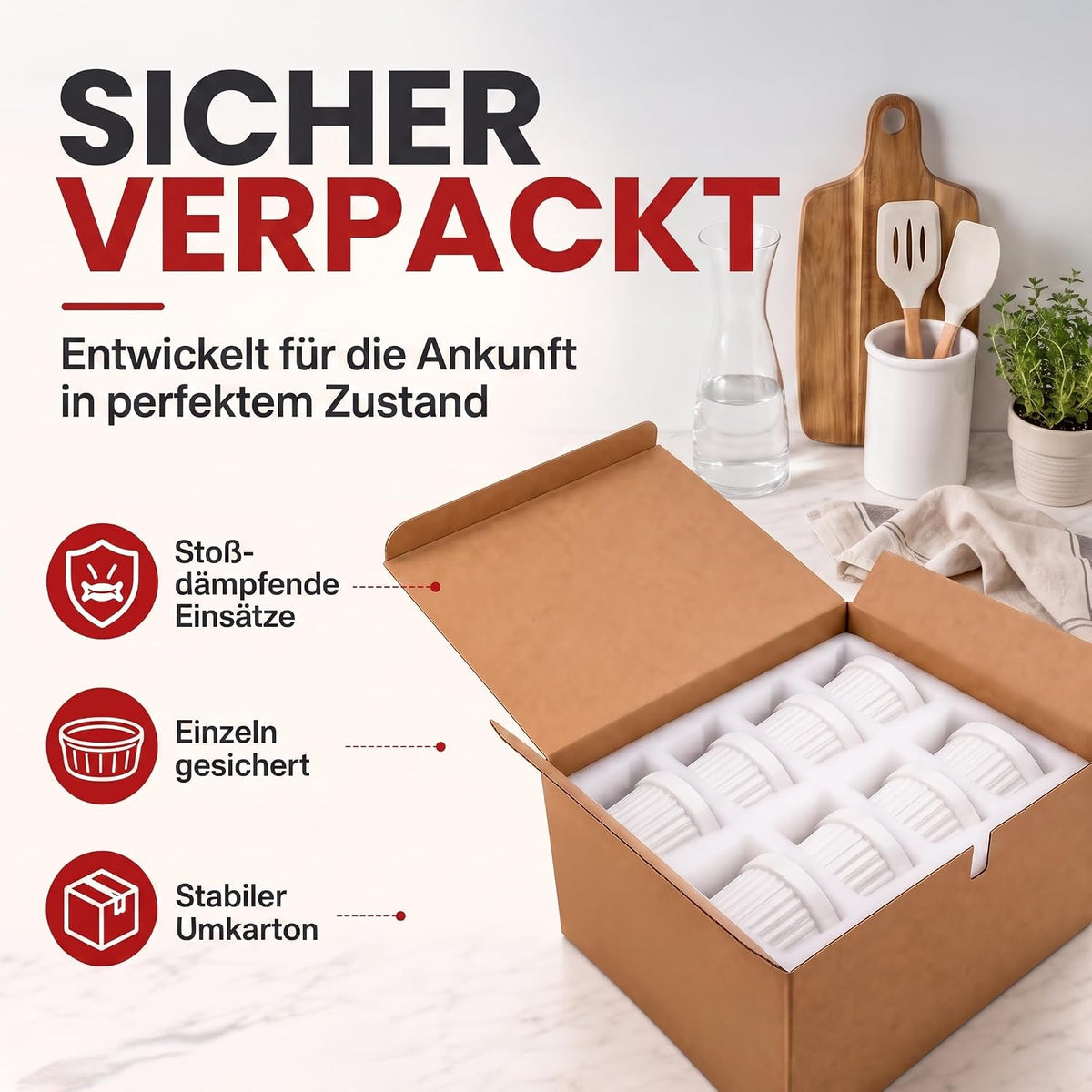 8er Set Dessertschalen & Creme-Brulée-Förmchen aus Keramik Weiß #Farbe_Weiß