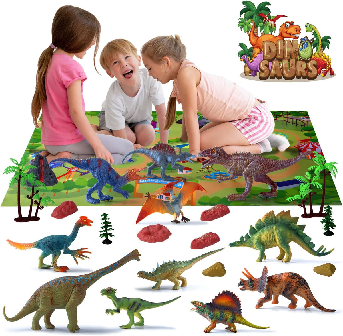 Dino Spiel-Set mit Spielmatte & Box - Robustes Kinder-Geschenk #Variante_Spielzeugbox