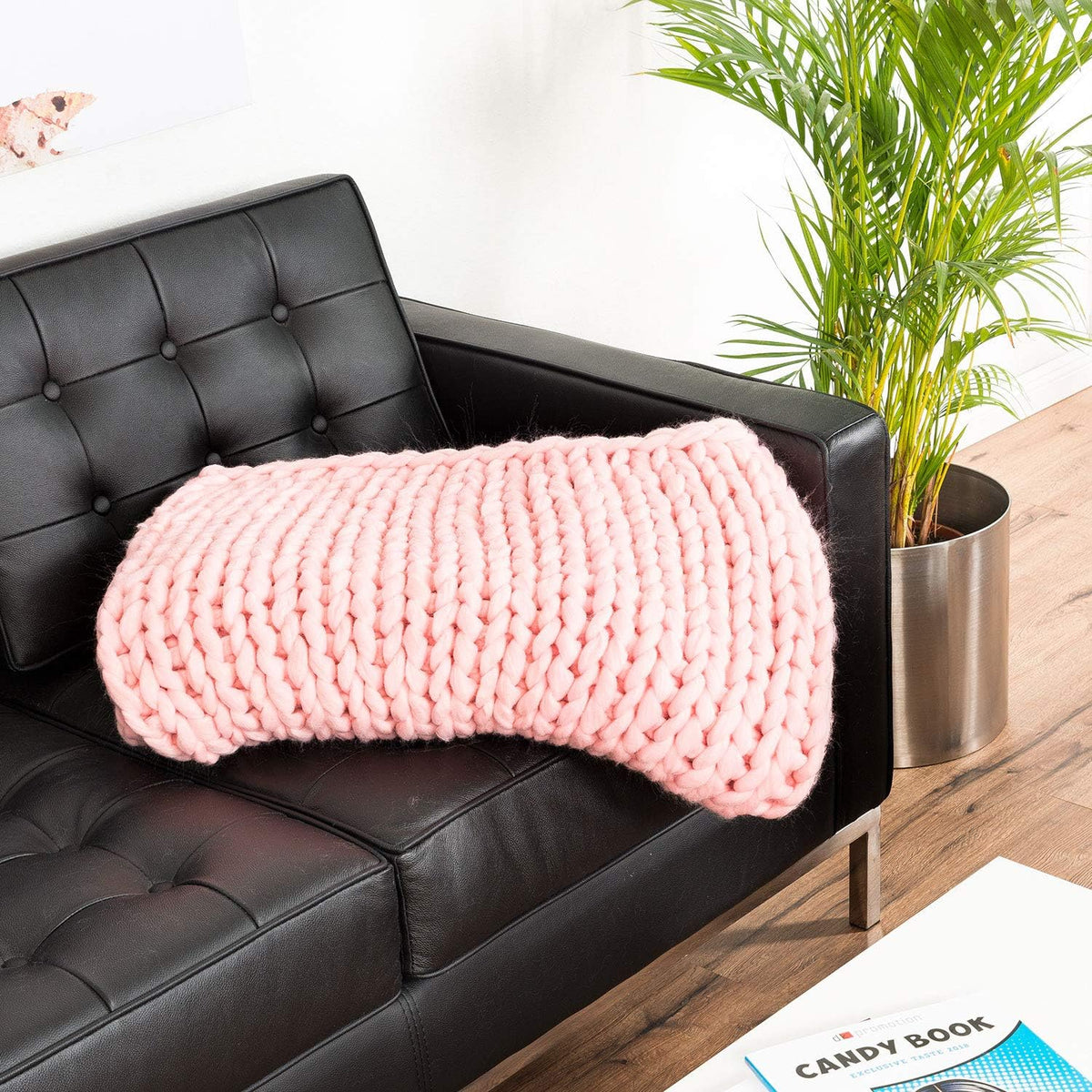 Grobstrickdecke 180 x 120 cm Rosa #Farbe_Rosa