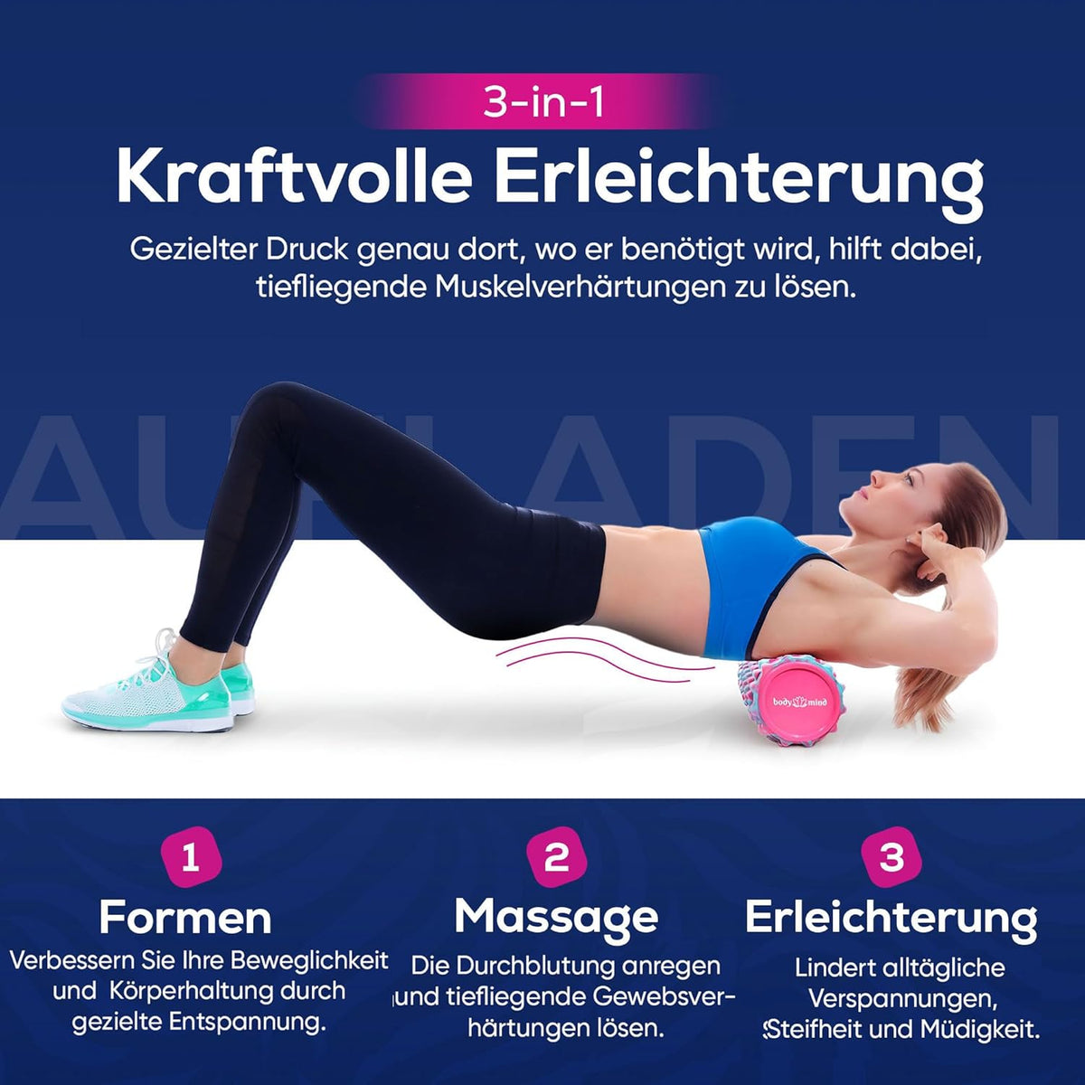 Body & Mind Faszienrolle – Massage-Rolle für Faszientraining #Farbe_Orange-Lila