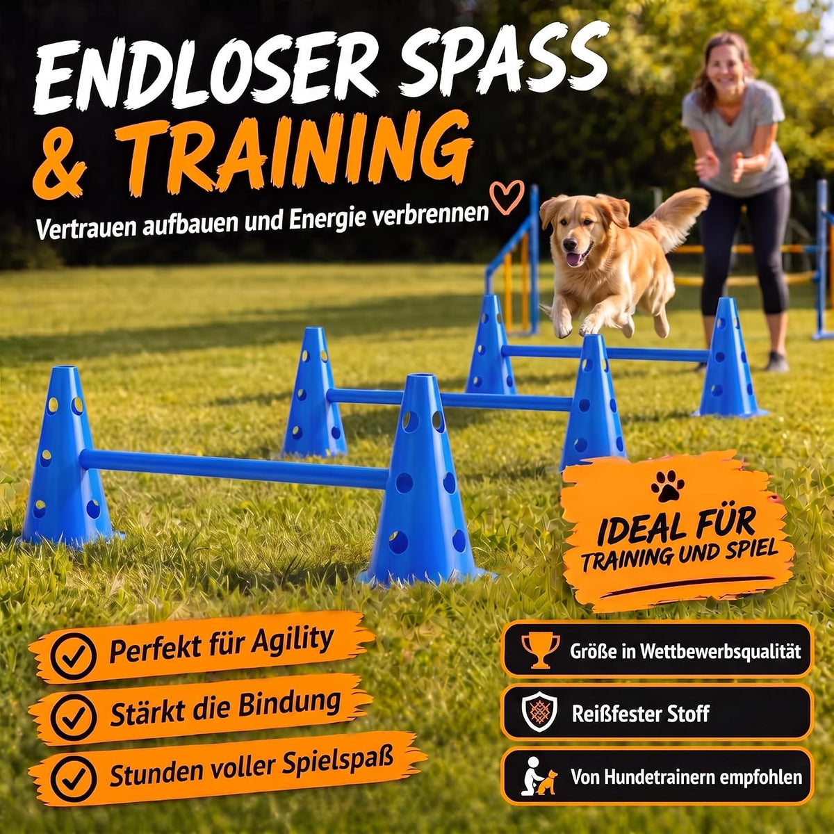 Hunde Agility Tunnel Set 500 cm - Spieltunnel mit Hürden #Variante_Medium