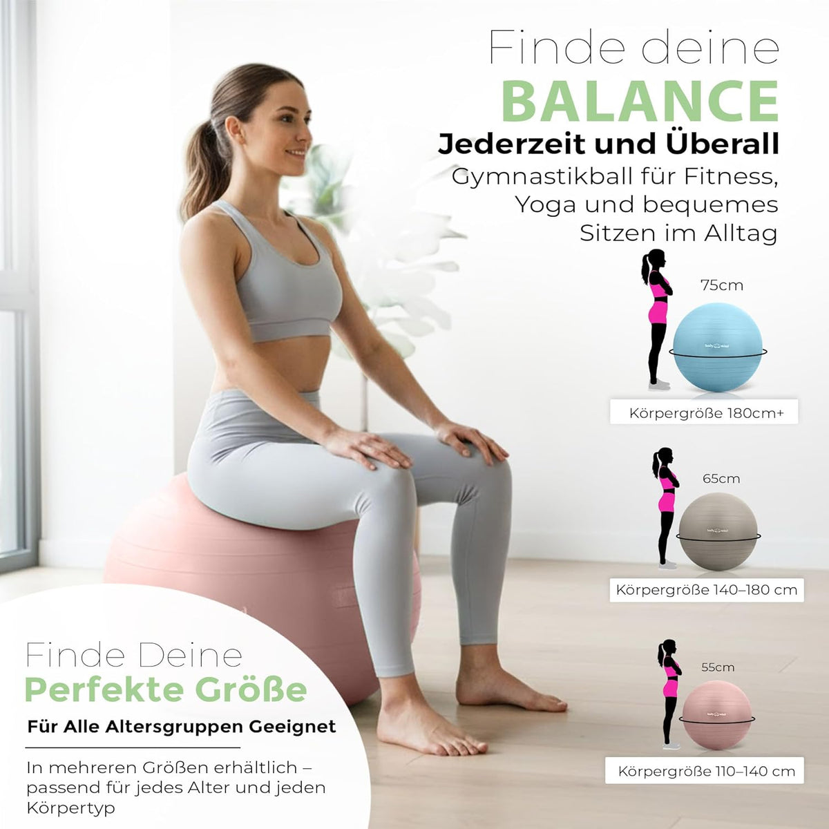 Gymnastikball Größenübersicht mehrerer Farben #ausschluss