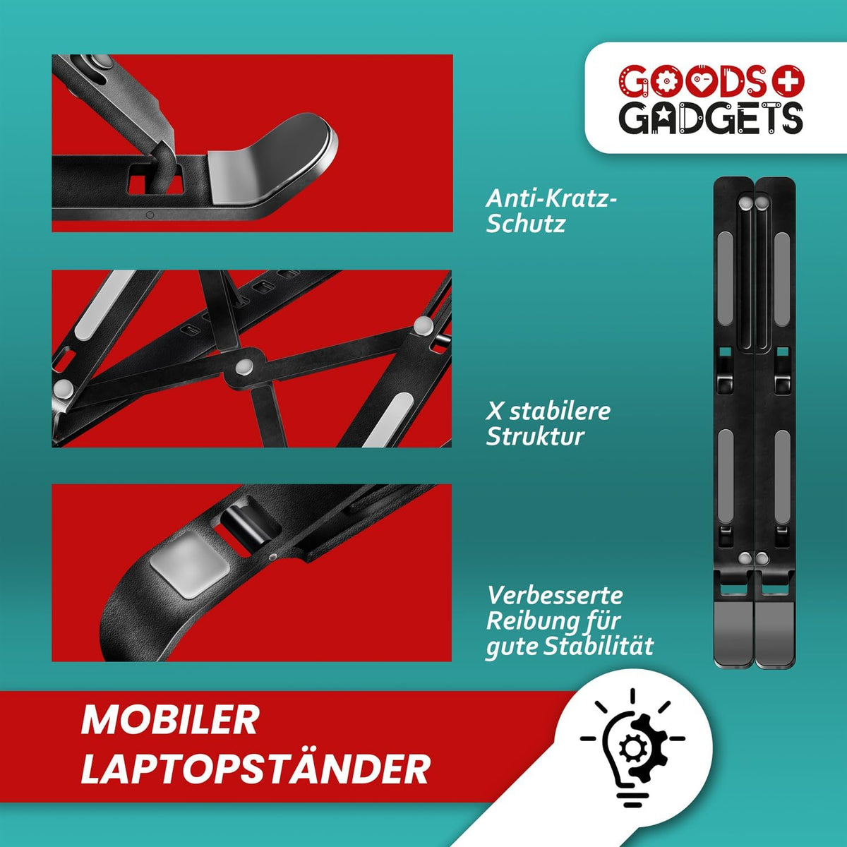Ergonomische Laptophalterung – Faltbar & Höhenverstellbar #Variante_Kunststoff