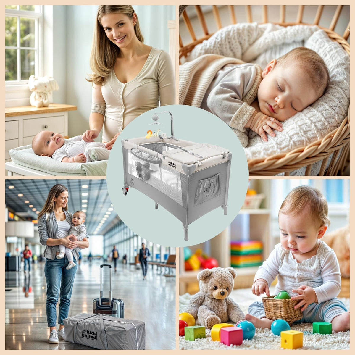 Baby-Reisebett Grau #Farbe_Grau