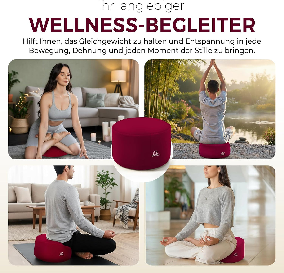 Yoga Meditationskissen - Ergonomisches Bodenkissen zur Entspannung #Farbe_Rot