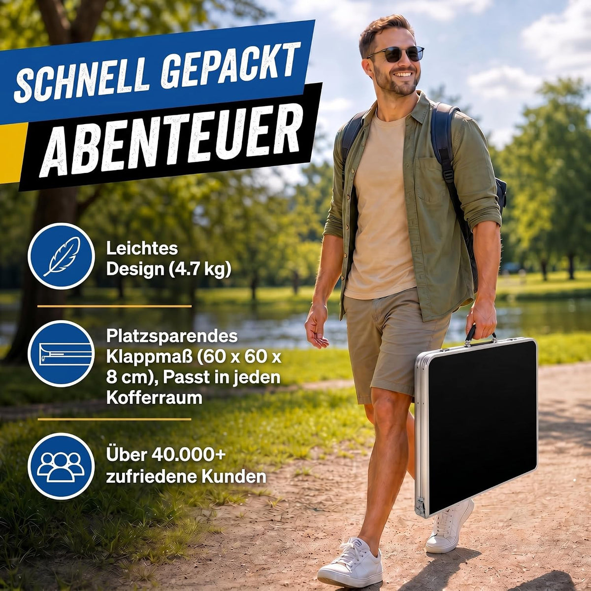Klappbarer Campingtisch Schwarz Detailbild 5 #Farbe_Schwarz
