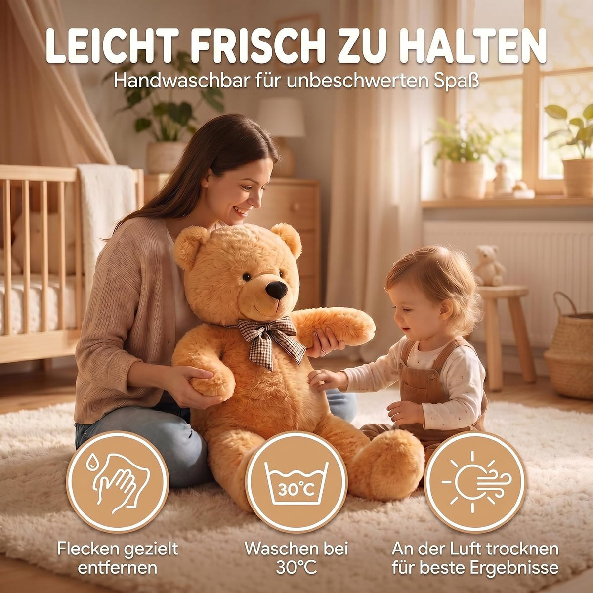 Riesen Teddybär 120 cm XXL – Kuscheliger Plüschbär Hellbraun #Farbe_Hellbraun