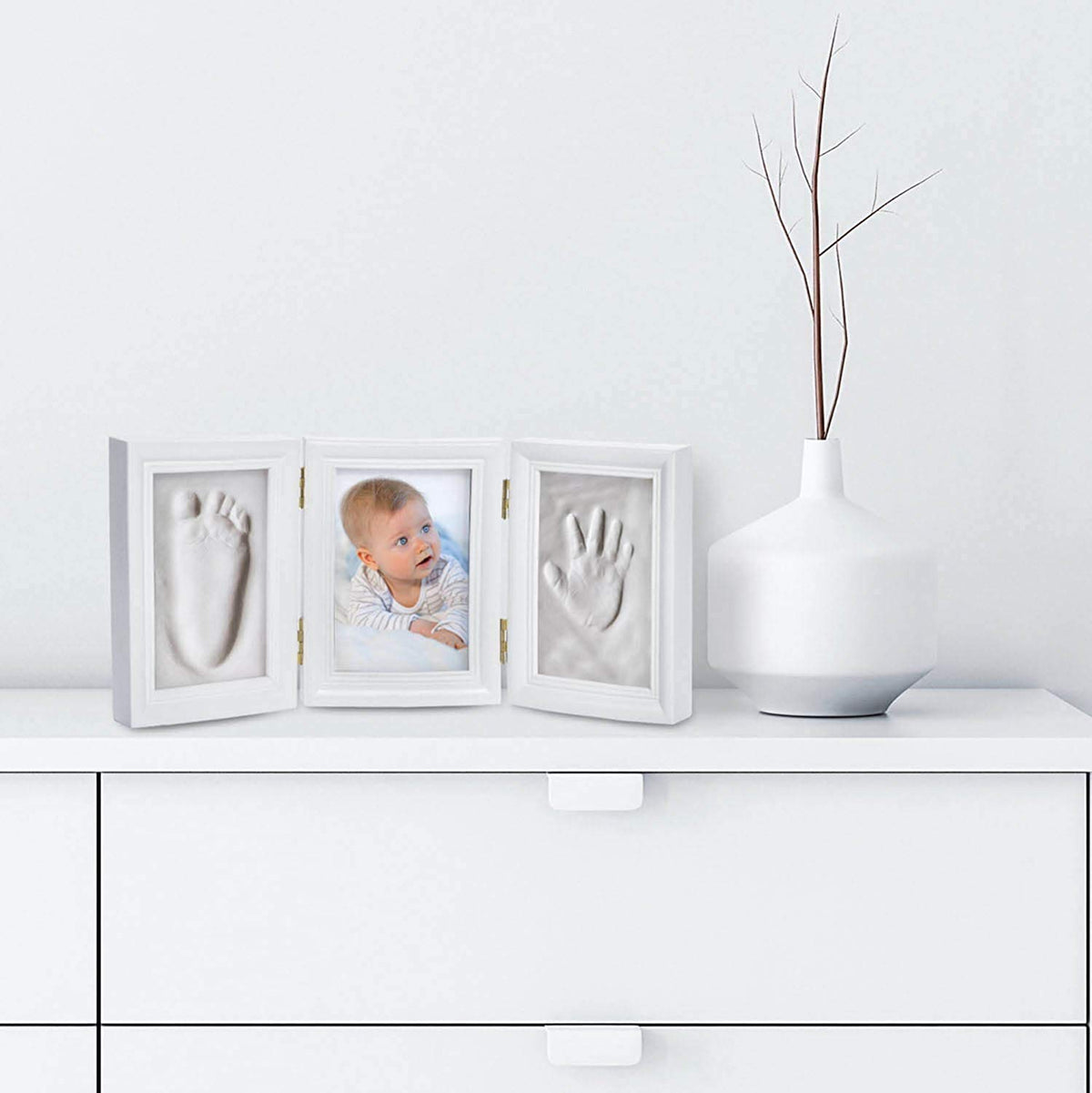 Baby Gipsabdruck Set mit Bilderrahmen - Erinnerungsstück für Babys
