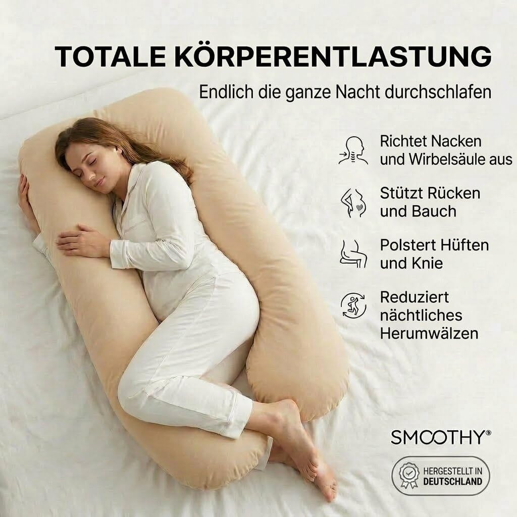 Schwangerschaftskissen & Seitenschläferkissen U-Form Stillkissen #Farbe_Beige