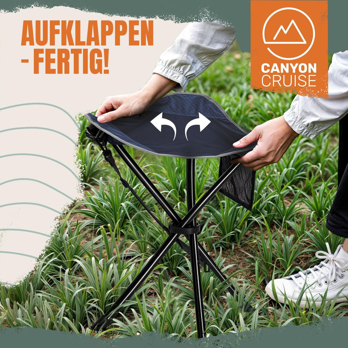 Camping-Hocker – Klappbarer Dreibeinhocker für Festivals & Outdoor #Variante_Deluxe #Anzahl_1