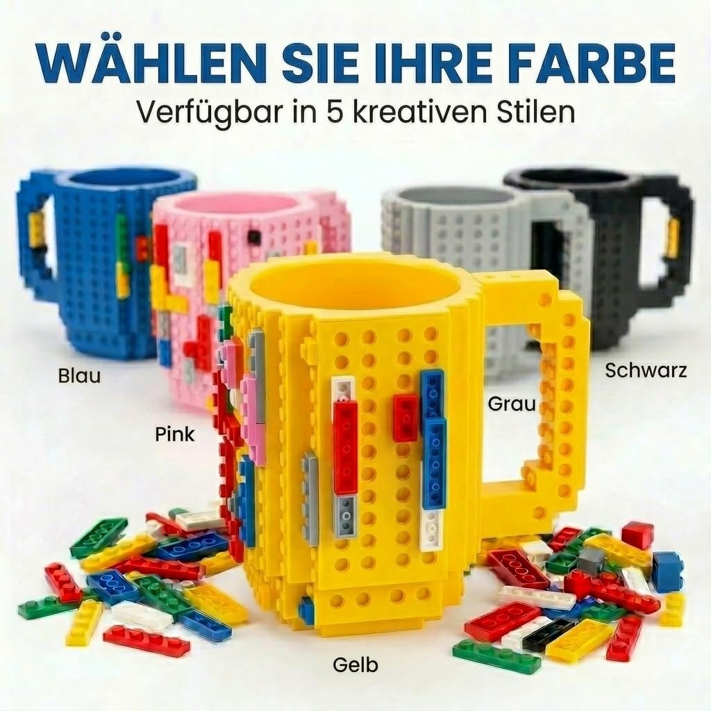 Brick Mug - Bausteine-Kaffeetasse 350ml - Kompatibler DIY Becher #Farbe_Gelb