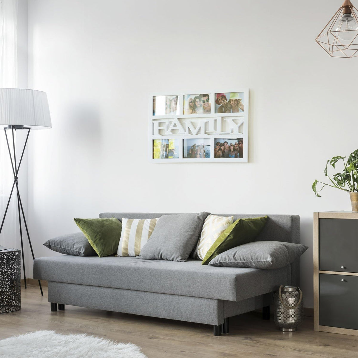 LOVE Bilderrahmen für 6 Fotos - Moderner Galerierahmen Weiß #Variante_Family