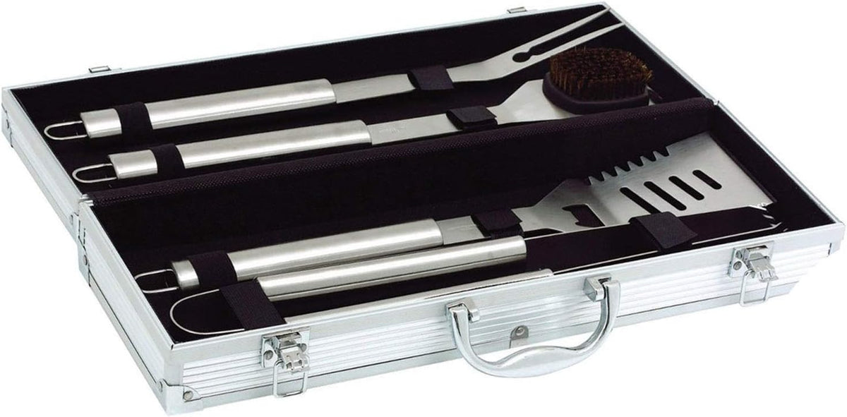 Dimono Grillbesteck-Set 5-teilig im edlen Aluminium-Kofferr
