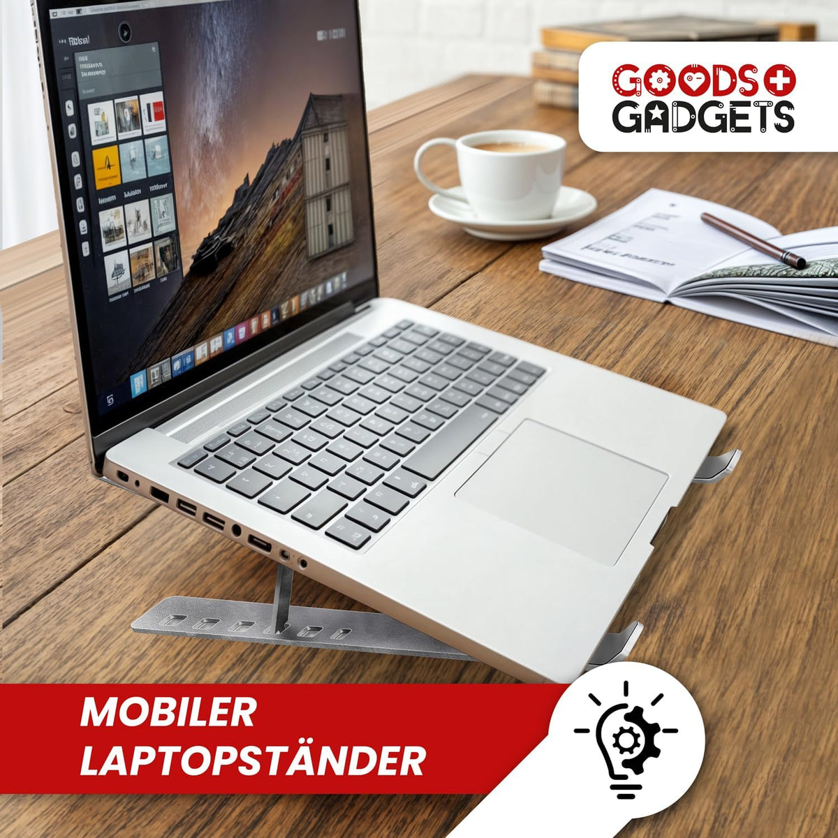 Ergonomische Laptophalterung – Faltbar & Höhenverstellbar #Variante_Edelstahl