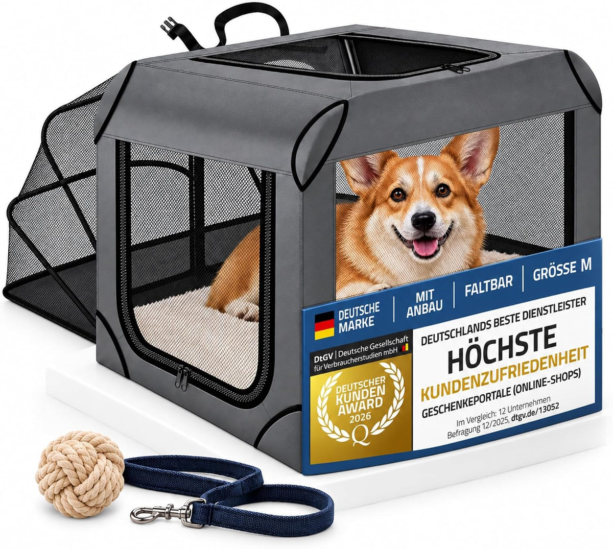 Hundetransportbox & Laufstall Kombi - Faltbare Auto-Hundebox