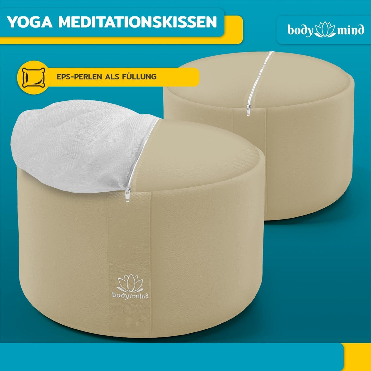 Yoga Meditationskissen - Ergonomisches Bodenkissen zur Entspannung #Farbe_Beige
