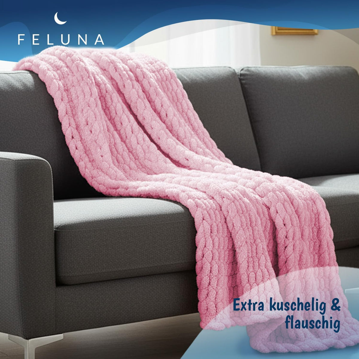 Feluna Grobstrickdecke Pink #Farbe_Pink