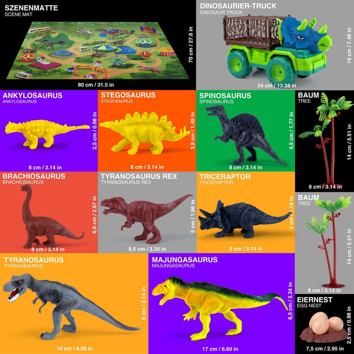 Dino Spiel-Set mit Spielmatte & Box - Robustes Kinder-Geschenk #Variante_Truck