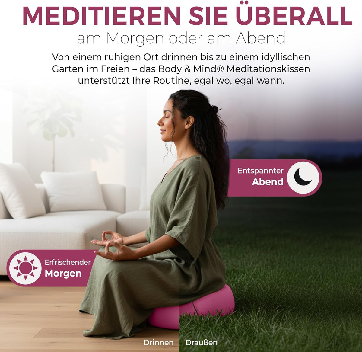 Yoga Meditationskissen - Ergonomisches Bodenkissen zur Entspannung #Farbe_Rosa