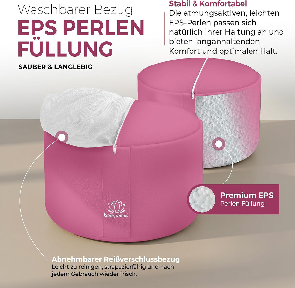 Yoga Meditationskissen - Ergonomisches Bodenkissen zur Entspannung #Farbe_Rosa