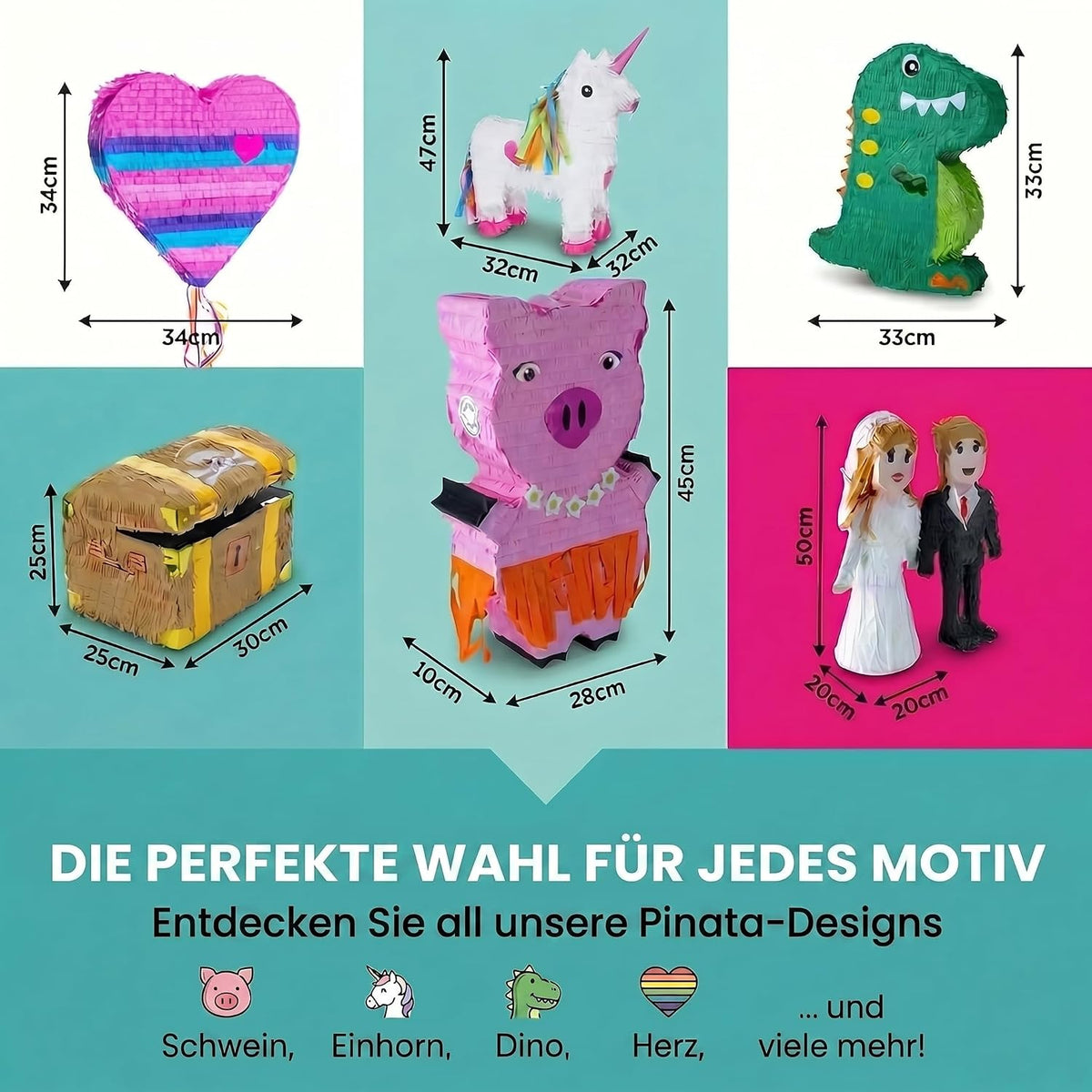 Piñata Brautpaar – Robuste Hochzeits-Dekoration mit großer Öffnung